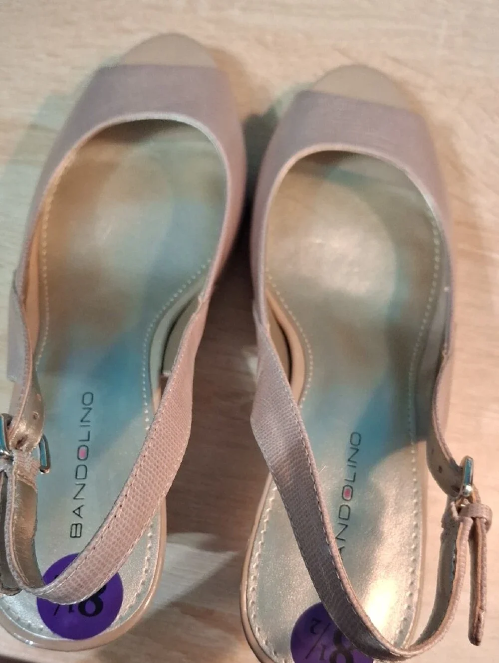 Bandolino Beige Peep-Toe Slingback Heels